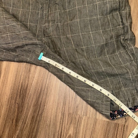 Robert Graham Mens Shorts Size 34 brown Gray Plaid Casual 100% linen - Picture 6 of 6